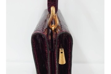 フランス　MORABITO(モラビト)　ヴァンドーム　クロコダイルレザー　艶やかな質感が際立つハンドバッグ　(R-085949)