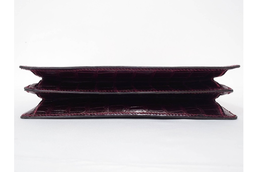 フランス　MORABITO(モラビト)　ヴァンドーム　クロコダイルレザー　艶やかな質感が際立つハンドバッグ　(R-085949)