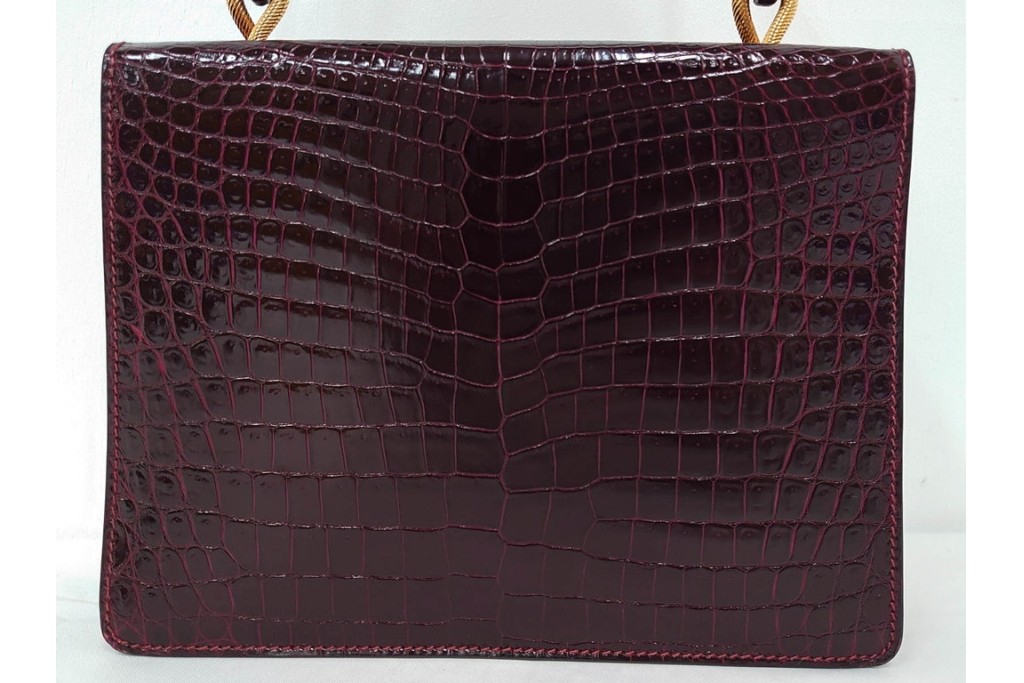 フランス　MORABITO(モラビト)　ヴァンドーム　クロコダイルレザー　艶やかな質感が際立つハンドバッグ　(R-085949)