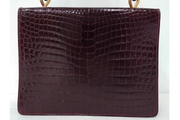 フランス　MORABITO(モラビト)　ヴァンドーム　クロコダイルレザー　艶やかな質感が際立つハンドバッグ　(R-085949)