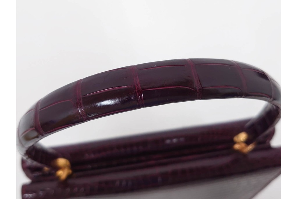 フランス　MORABITO(モラビト)　ヴァンドーム　クロコダイルレザー　艶やかな質感が際立つハンドバッグ　(R-085949)
