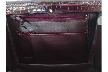 フランス　MORABITO(モラビト)　ヴァンドーム　クロコダイルレザー　艶やかな質感が際立つハンドバッグ　(R-085949)