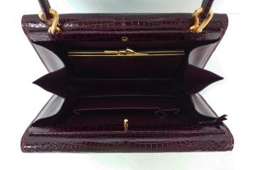 フランス　MORABITO(モラビト)　ヴァンドーム　クロコダイルレザー　艶やかな質感が際立つハンドバッグ　(R-085949)