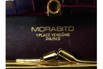 フランス　MORABITO(モラビト)　ヴァンドーム　クロコダイルレザー　艶やかな質感が際立つハンドバッグ　(R-085949)