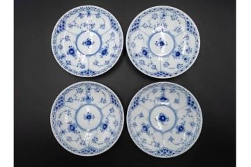 デンマーク製　ROYAL COPENHAGEN(ロイヤルコペンハーゲン)　ブルーフルーテッド ハーフレース　コーヒーカップ&ソーサー5客セット　定価(5客合計)約13万7千円　(R-085954)