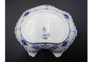 デンマーク製　ROYAL COPENHAGEN(ロイヤルコペンハーゲン)　ブルーフルーテッド　フルレース　透かしの縁飾りが優雅なシェルディッシュ　外箱付き　(R-085958)