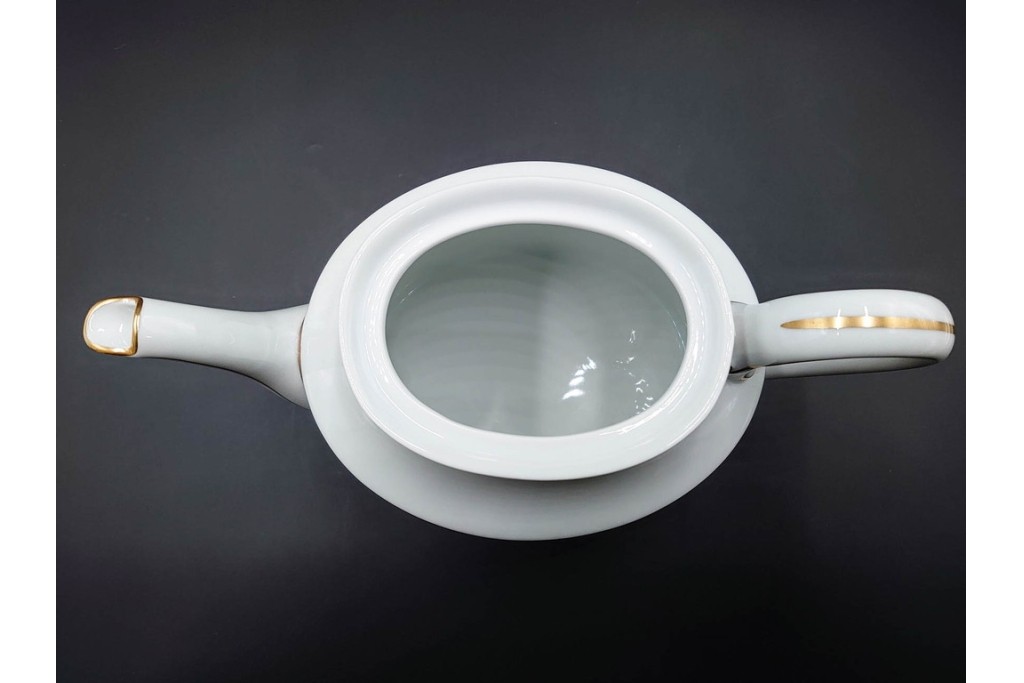 イタリア製　Richard Ginori(リチャードジノリ)　インペロジュリエッタ　ピンクリボンと花模様が優雅なティーポット・クリーマー・シュガーポット・トレーのセット　(R-085959)