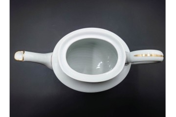 イタリア製　Richard Ginori(リチャードジノリ)　インペロジュリエッタ　ピンクリボンと花模様が優雅なティーポット・クリーマー・シュガーポット・トレーのセット　(R-085959)