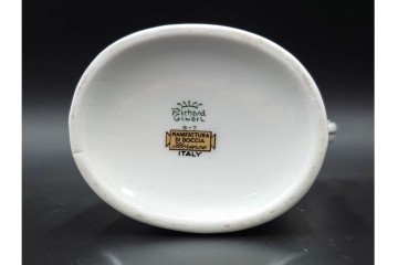 イタリア製　Richard Ginori(リチャードジノリ)　インペロジュリエッタ　ピンクリボンと花模様が優雅なティーポット・クリーマー・シュガーポット・トレーのセット　(R-085959)