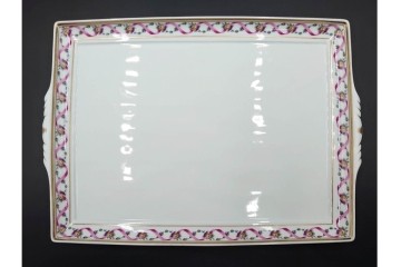 イタリア製　Richard Ginori(リチャードジノリ)　インペロジュリエッタ　ピンクリボンと花模様が優雅なティーポット・クリーマー・シュガーポット・トレーのセット　(R-085959)