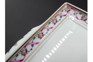 イタリア製　Richard Ginori(リチャードジノリ)　インペロジュリエッタ　ピンクリボンと花模様が優雅なティーポット・クリーマー・シュガーポット・トレーのセット　(R-085959)