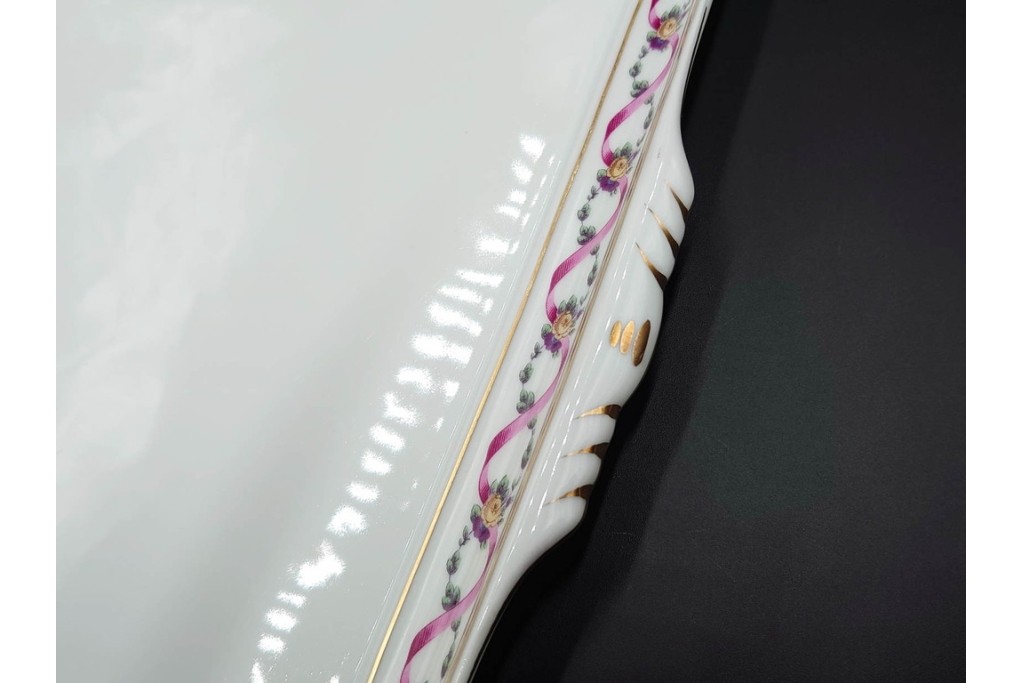 イタリア製　Richard Ginori(リチャードジノリ)　インペロジュリエッタ　ピンクリボンと花模様が優雅なティーポット・クリーマー・シュガーポット・トレーのセット　(R-085959)