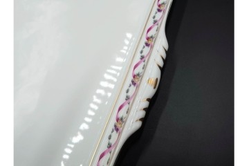 イタリア製　Richard Ginori(リチャードジノリ)　インペロジュリエッタ　ピンクリボンと花模様が優雅なティーポット・クリーマー・シュガーポット・トレーのセット　(R-085959)