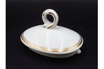 イタリア製　Richard Ginori(リチャードジノリ)　インペロジュリエッタ　ピンクリボンと花模様が優雅なティーポット・クリーマー・シュガーポット・トレーのセット　(R-085959)