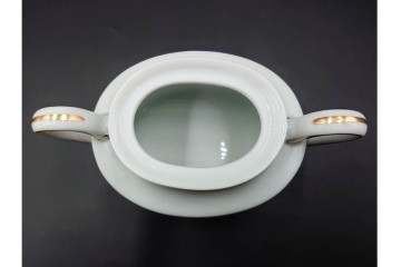 イタリア製　Richard Ginori(リチャードジノリ)　インペロジュリエッタ　ピンクリボンと花模様が優雅なティーポット・クリーマー・シュガーポット・トレーのセット　(R-085959)