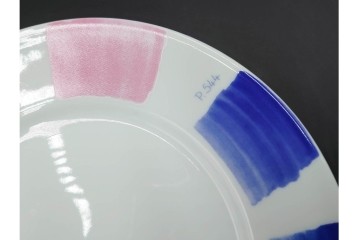 イタリア製　Richard Ginori(リチャードジノリ)　Paola Navone(パオラ・ナヴォーネ)　色彩豊かな筆致文様のトリオ4客セット　(R-085960)