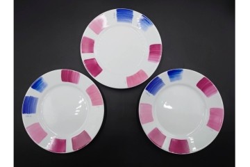 イタリア製　Richard Ginori(リチャードジノリ)　Paola Navone(パオラ・ナヴォーネ)　色彩豊かな筆致文様のトリオ4客セット　(R-085960)