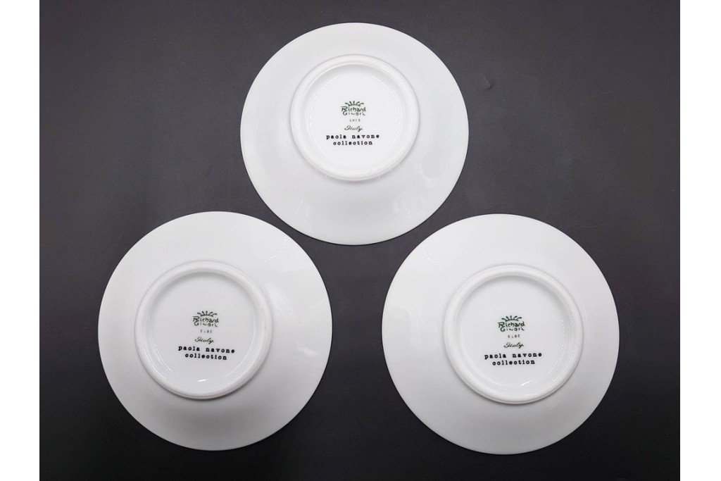 イタリア製　Richard Ginori(リチャードジノリ)　Paola Navone(パオラ・ナヴォーネ)　色彩豊かな筆致文様のトリオ4客セット　(R-085960)