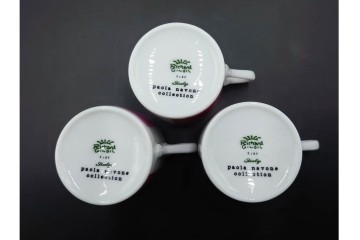 イタリア製　Richard Ginori(リチャードジノリ)　Paola Navone(パオラ・ナヴォーネ)　色彩豊かな筆致文様のトリオ4客セット　(R-085960)