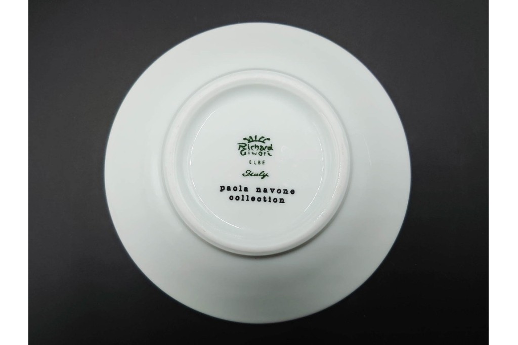 イタリア製　Richard Ginori(リチャードジノリ)　Paola Navone(パオラ・ナヴォーネ)　色彩豊かな筆致文様のトリオ4客セット　(R-085960)