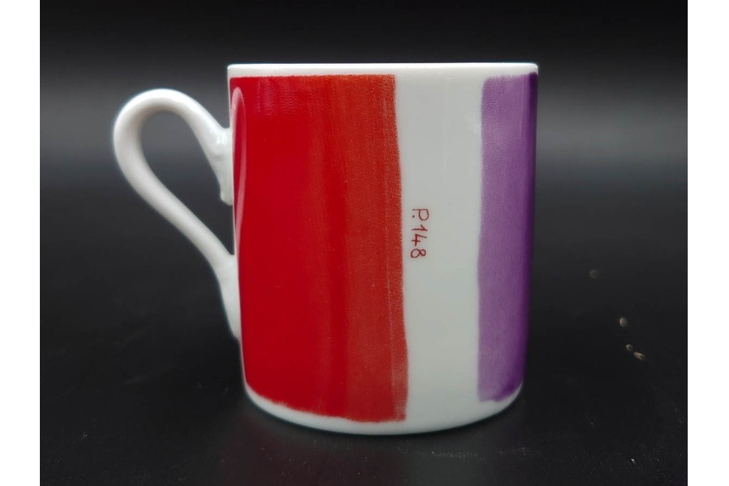 イタリア製　Richard Ginori(リチャードジノリ)　Paola Navone(パオラ・ナヴォーネ)　色彩豊かな筆致文様のトリオ4客セット　(R-085960)