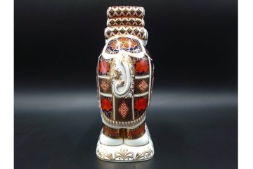イギリス　ROYAL CROWN DERBY(ロイヤルクラウンダービー)　エレファント　華やかな象モチーフのペーパーウェイト2点セット　1点のみ外箱付き　(R-085966)