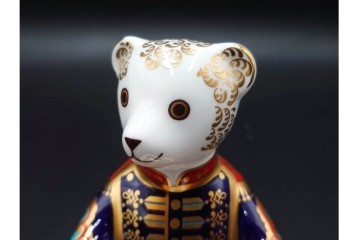 イギリス　ROYAL CROWN DERBY(ロイヤルクラウンダービー)　優美なドンキー(ロバ)とドラマーベアのペーパーウェイト2点セット　外箱付き　(R-085968)