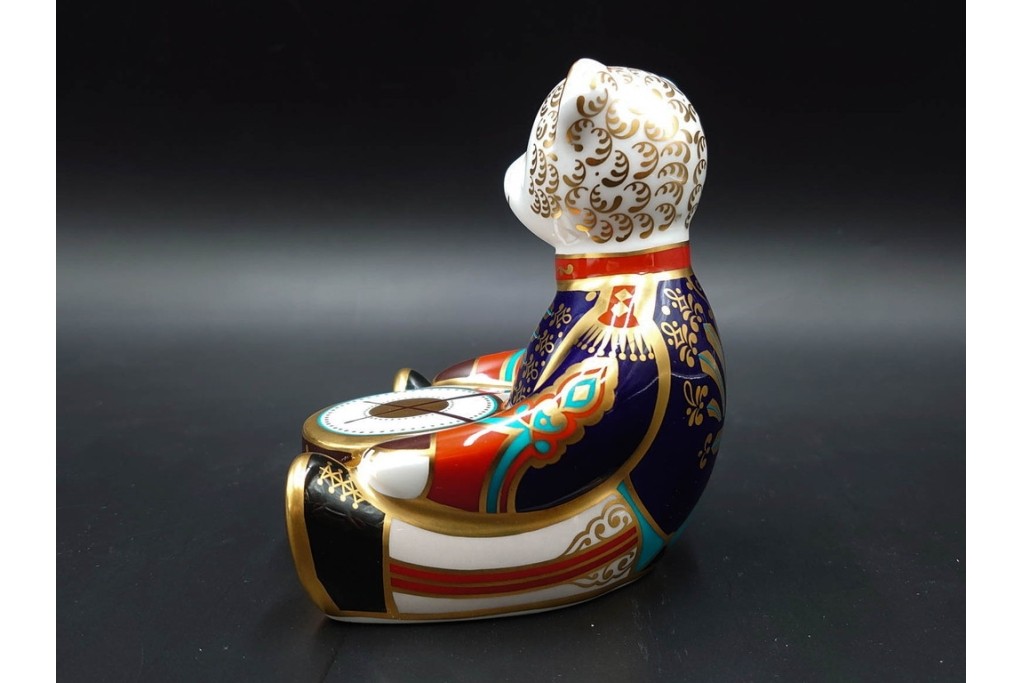 イギリス　ROYAL CROWN DERBY(ロイヤルクラウンダービー)　優美なドンキー(ロバ)とドラマーベアのペーパーウェイト2点セット　外箱付き　(R-085968)