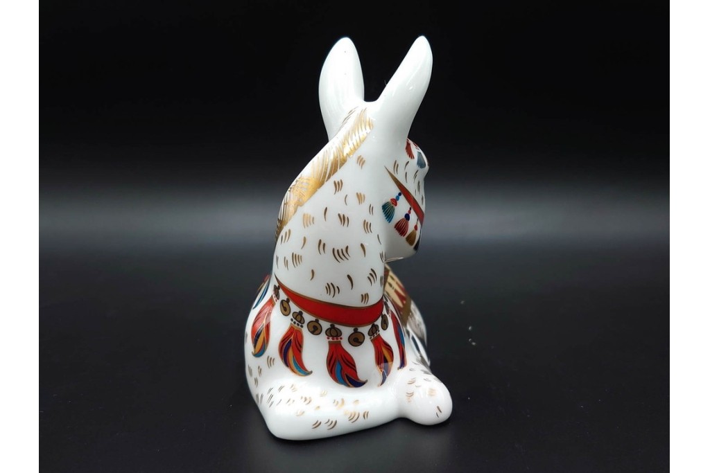 イギリス　ROYAL CROWN DERBY(ロイヤルクラウンダービー)　優美なドンキー(ロバ)とドラマーベアのペーパーウェイト2点セット　外箱付き　(R-085968)