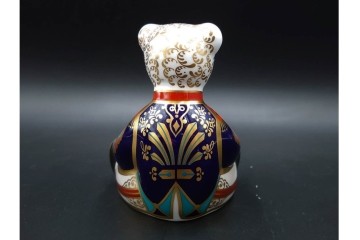 イギリス　ROYAL CROWN DERBY(ロイヤルクラウンダービー)　優美なドンキー(ロバ)とドラマーベアのペーパーウェイト2点セット　外箱付き　(R-085968)