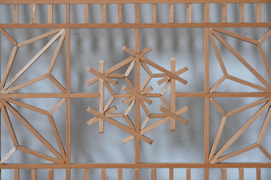 アンティーク建具　昭和初期　繊細な組子細工が目を引く欄間1枚　(R-085972)