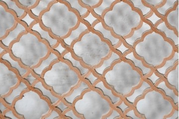 ヴィンテージ建具　昭和中期　連続する曲線模様の組子が美しい欄間1枚　(R-085973)