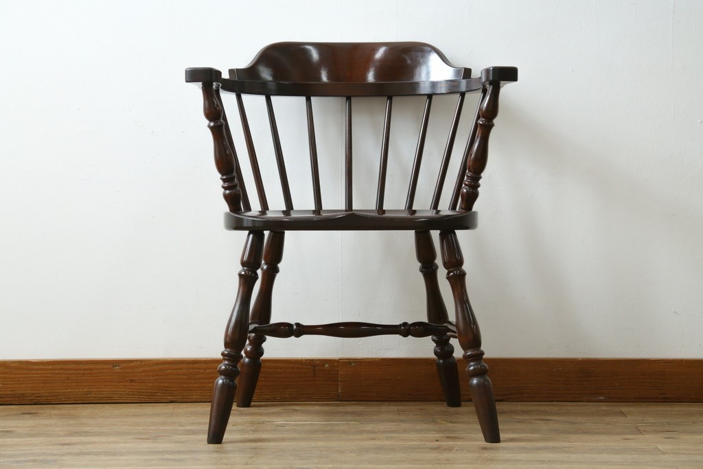 中古　美品　松本民芸家具　#91型　重厚で品格ある佇まいのキャプテンチェア　定価約13万円　(R-085974)