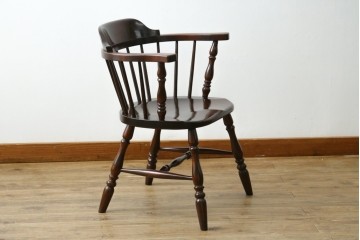 中古　美品　松本民芸家具　#91型　重厚で品格ある佇まいのキャプテンチェア　定価約13万円　(R-085974)