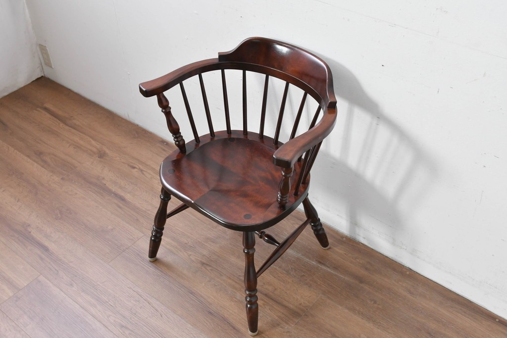 中古　美品　松本民芸家具　#91型　重厚で品格ある佇まいのキャプテンチェア　定価約13万円　(R-085974)