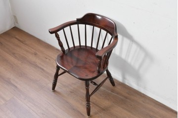中古　美品　松本民芸家具　#91型　重厚で品格ある佇まいのキャプテンチェア　定価約13万円　(R-085974)
