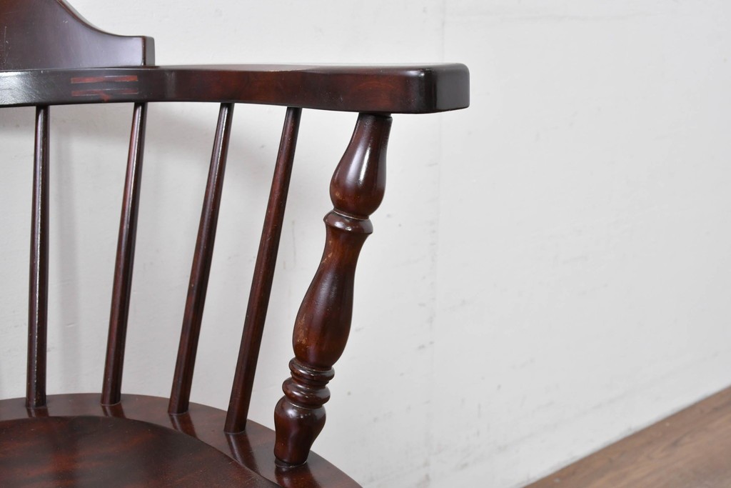 中古　美品　松本民芸家具　#91型　重厚で品格ある佇まいのキャプテンチェア　定価約13万円　(R-085974)