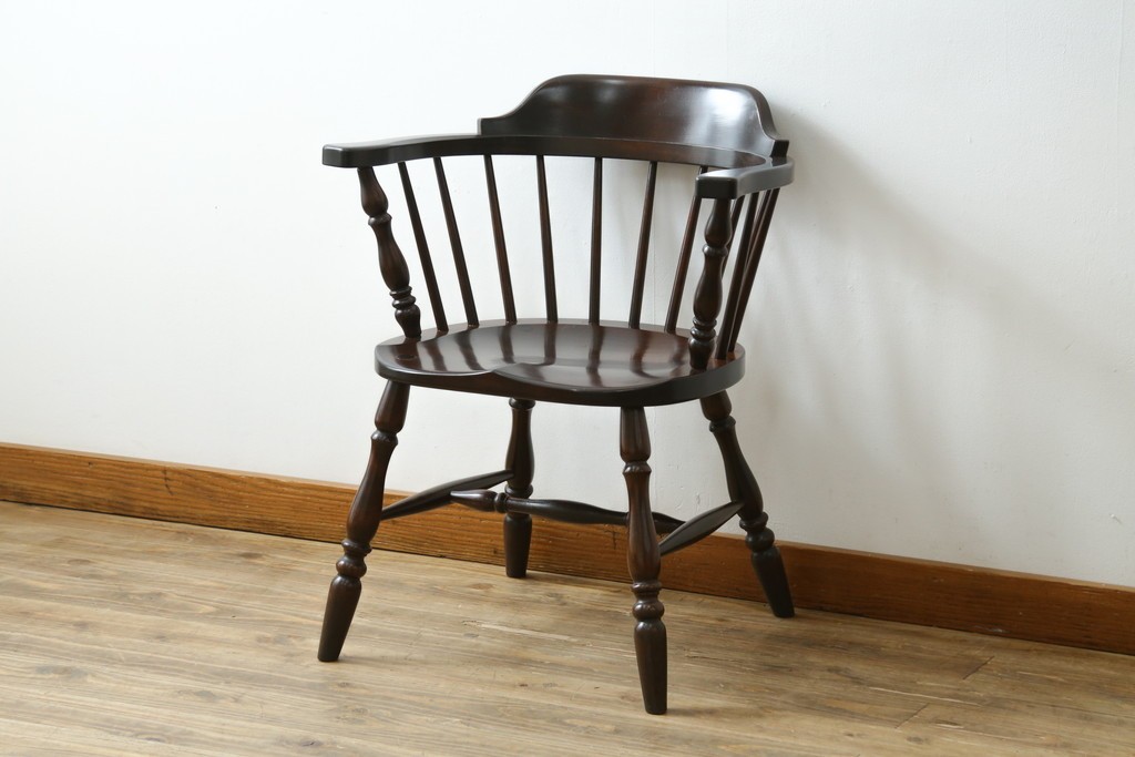 中古　美品　松本民芸家具　#91型　重厚で品格ある佇まいのキャプテンチェア　定価約13万円　(R-085975)