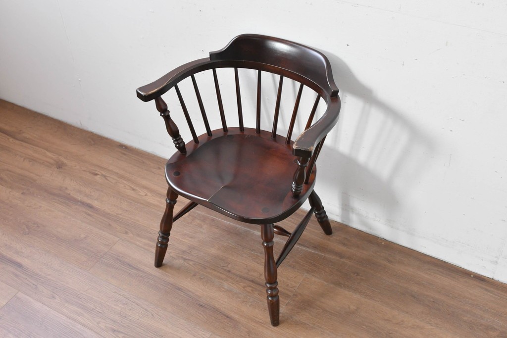 中古　美品　松本民芸家具　#91型　重厚で品格ある佇まいのキャプテンチェア　定価約13万円　(R-085975)