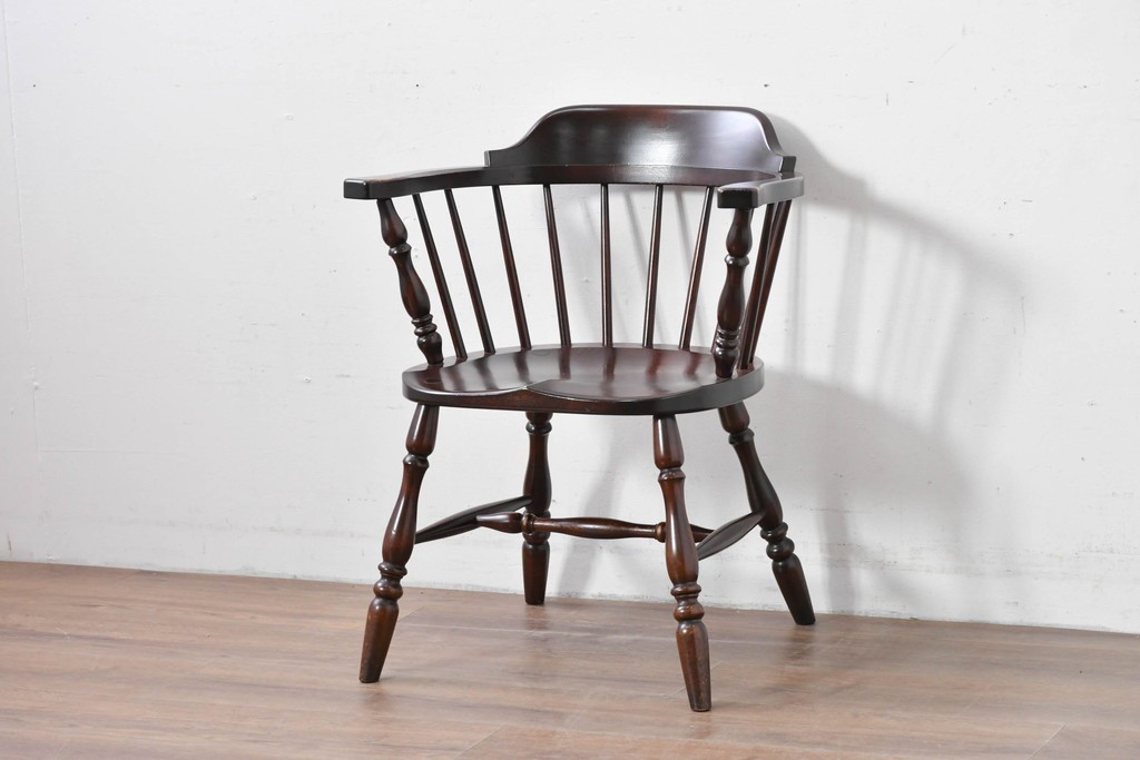 中古　美品　松本民芸家具　#91型　重厚で品格ある佇まいのキャプテンチェア　定価約13万円　(R-085975)
