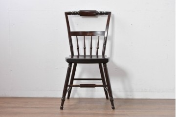 中古　松本民芸家具　背もたれの意匠が美しいA型サムバックチェア　定価約14万円　(R-085977)