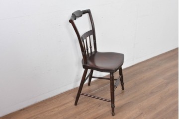 中古　松本民芸家具　背もたれの意匠が美しいA型サムバックチェア　定価約14万円　(R-085977)