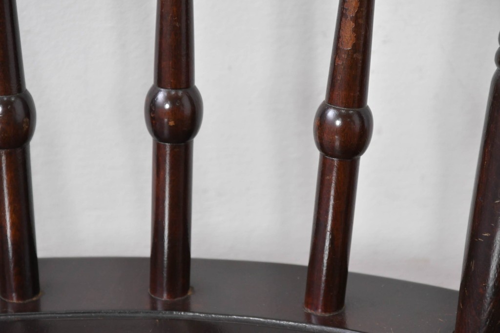 中古　松本民芸家具　背もたれの意匠が美しいA型サムバックチェア　定価約14万円　(R-085977)