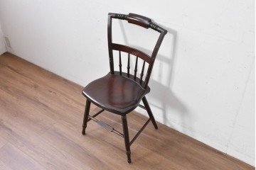 中古　松本民芸家具　背もたれの意匠が美しいA型サムバックチェア　定価約14万円　(R-085977)