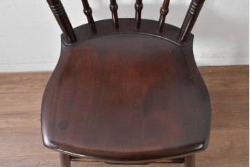 中古　松本民芸家具　背もたれの意匠が美しいA型サムバックチェア　定価約14万円　(R-085977)