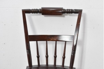 中古　松本民芸家具　背もたれの意匠が美しいA型サムバックチェア　定価約14万円　(R-085977)