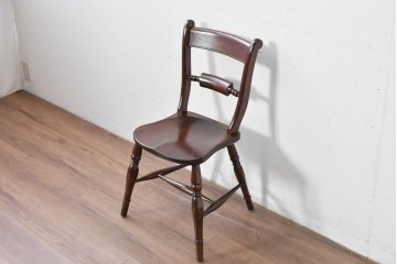 中古　松本民芸家具　背貫の意匠が個性的なB型ワイコムチェア　定価約12万円　(R-085979)