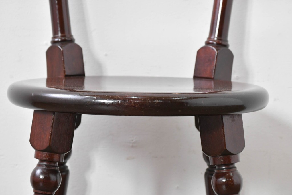 中古　松本民芸家具　丸座面が愛らしい素朴なフォルムの南京小椅子　(R-085980)