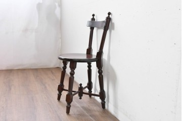 中古　松本民芸家具　丸座面が愛らしい素朴なフォルムの南京小椅子　(R-085980)