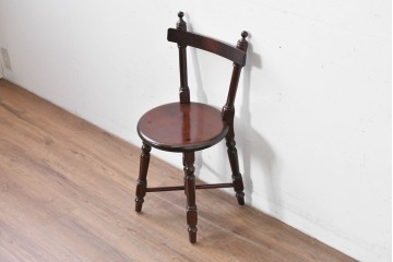 中古　松本民芸家具　丸座面が愛らしい素朴なフォルムの南京小椅子　(R-085980)